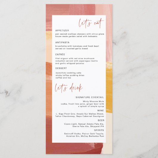 Terracotta Sunrise | Menu de mariage (Devant)