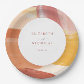 Terracotta Sunrise | Monogram bruiloft Papieren Bordje (Voorkant)