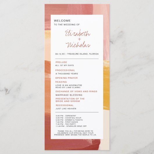 Terracotta Sunrise | Programme de mariage (Devant)