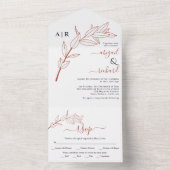 Terracotta tak met bladeren vallen bruiloft all in one uitnodiging (Binnen)