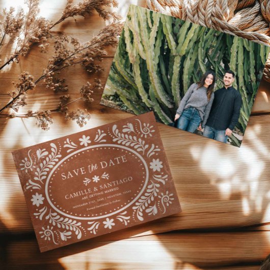 Terracotta Talavera Foto Bewaar de datum Save The Date