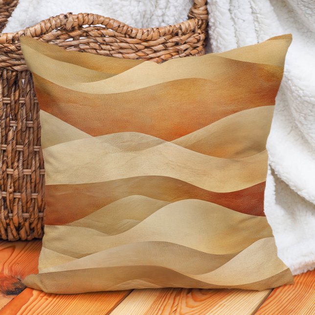 Terracotta Taupe Desert Sandy Waves Kussen (Terracotta Taupe Desert Sandy Waves Throw Pillow)