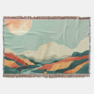 Terracotta Teal Boho Rivier Berg Reis Deken
