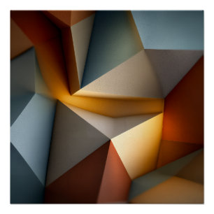 Terracotta Teal Geometrische Vortex 3D Abstract Perfect Poster