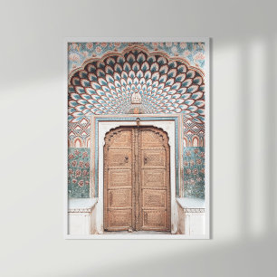 Terracotta & Teal Marokkaanse Deur Muurkunst Print