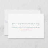 Terracotta Tealblauwe Bloem Boho Kleine Dankjewel Bedankkaart (Achterkant)