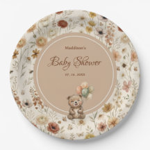 Terracotta Teddybeer Boho Bloemen Baby Shower