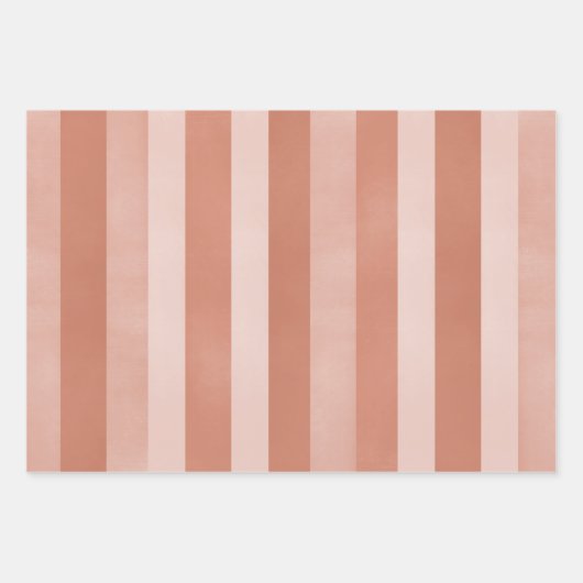 Terracotta Textured Stripes Pattern Inpakpapier Vel (Voorkant 2)