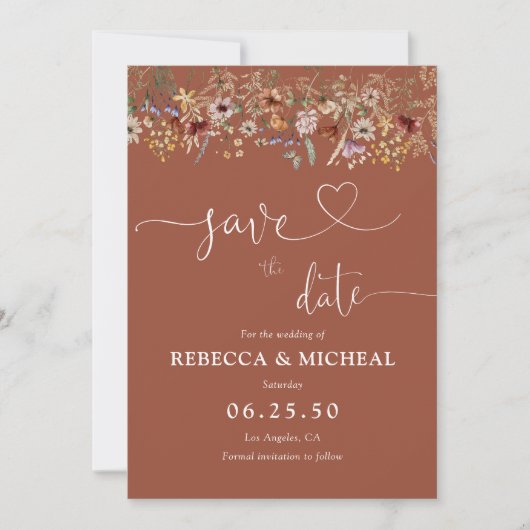 Terracotta Tiny Fleur sauvage Enregistrer La Carte (Devant)