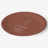 Terracotta Tiny Flower Modern Classy Bruiloft Papieren Bordje (Gekanteld)