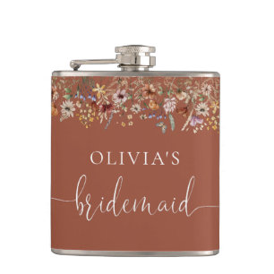 Terracotta Tiny Wildflower Bruidsdouche Fles Heupfles