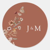 Terracotta Tiny Wildflower bruiloft Ronde Sticker (Voorkant)