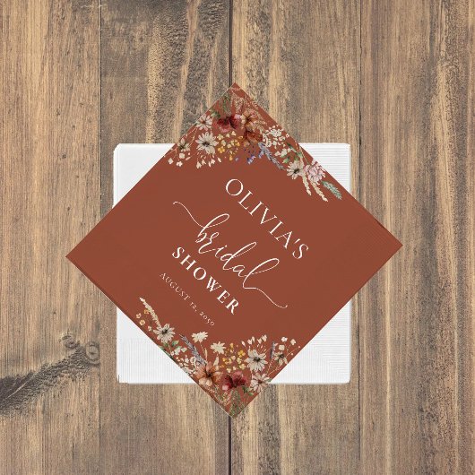 Terracotta Tiny Wildflower Bruiloftsfeest  Servet