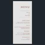 Terracotta toscane | Menu Mariage minimaliste mode<br><div class="desc">Ce design de menu simple et élégant comprend une typographie sans serif minimaliste moderne,  des couleurs bohème magnifiquement rustiques qui ne fournissent que l'information qui sert un but. Réunissez vos proches autour d'un beau repas avec notre collection chic et simple en terre cuite toscane.</div>