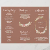 Terracotta Tri-fold bloemenbruiloft programma Flye Flyer (Voorkant)