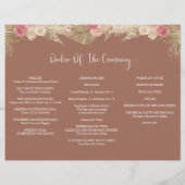 Terracotta Tri-fold bloemenbruiloft programma Flye Flyer (Achterkant)