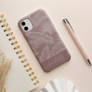 Terracotta Tropical Botanical Palm Leaves Pattern iPhone 16 Hoesje