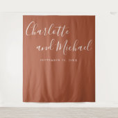 Terracotta Trouwfoto Backdrop met Script Wandkleed (Voorkant)