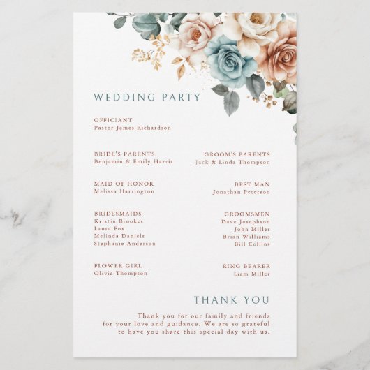 Terracotta Turquoise Neutre Aquarelle Programme de (Dos)