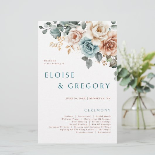 Terracotta Turquoise Neutre Aquarelle Programme de (Debout devant)