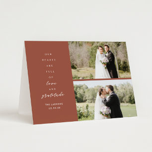 Terracotta twee foto gevouwen bruiloft bedankt