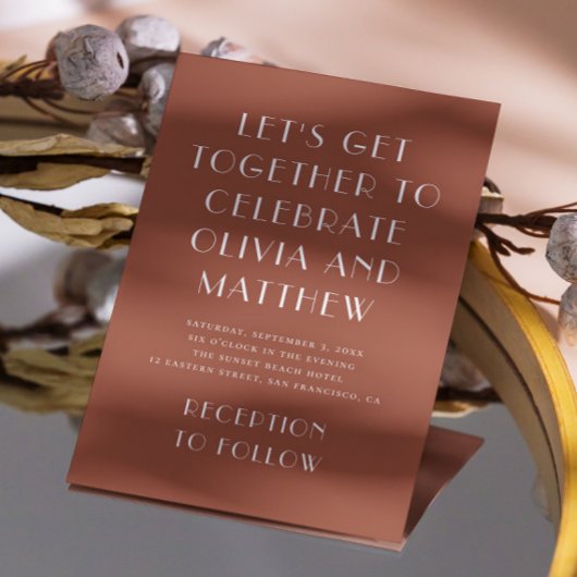 Terracotta typografie herfst minimalistische bruil kaart