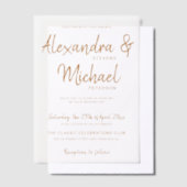 Terracotta typografie script bruiloft overlay vellum uitnodigingen (Offset)