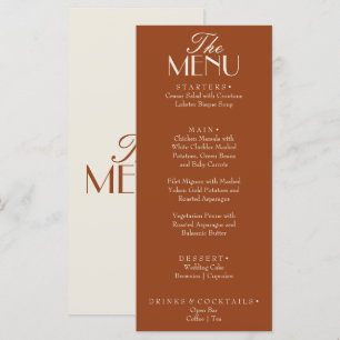 Terracotta Verbrand Oranje Oud Geld Boho Bruiloft Menu