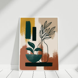 Terracotta Verbrand Sinaasappel Abstract Botanisch Poster