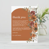 Terracotta Verbrand Sinaasappel Roest Bloemen Fall Bedankkaart (Staand voorkant)