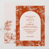 Terracotta verbrande sinaasappel ivoor bloemenval  kaart (Voorkant / Achterkant)