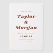 Terracotta vet retro script De datum opslaan Vellum Uitnodigingen (Voorkant)