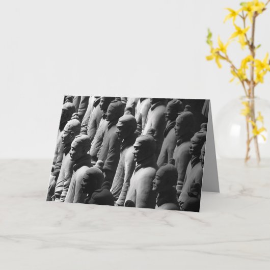 Terracotta Warriors Xian China Travel Photography Kaart (Gele Bloem)