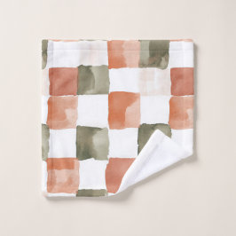Terracotta Watercolor Plaid Gingham Washandje