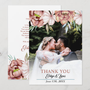 Terracotta waterverf bloemen bloemenherfst bruilof bedankkaart