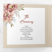 Terracotta waterverf bloemetjes trouwfoto drieluik programma (Binnenzijde eerst)