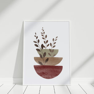 Terracotta Waterverf Bloempot Boho Muurkunst Poster