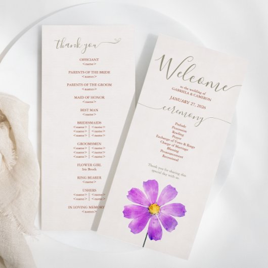 Terracotta Waterverf Daisy Wedding Programme Programma