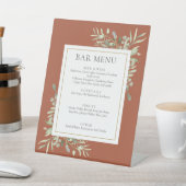 Terracotta Waterverf Groen Bladblok Menu Reclamebord Met Voetstuk (Insitu)