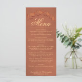 Terracotta Waterverf laat het legant Wedding-menu Menu (Staand voorkant)