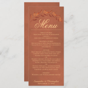 Terracotta Waterverf laat het legant Wedding-menu  Menu