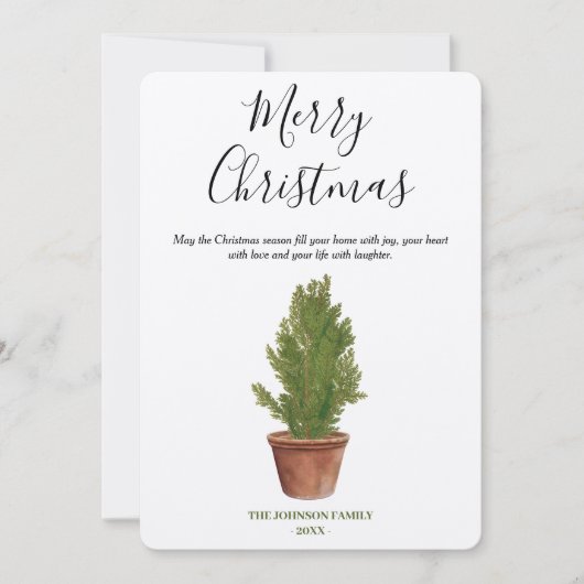 Terracotta Waterverf Vrolijke kerstboom vakantie (Voorkant)