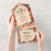 Terracotta Waterverf Wildflower Bruiloft All In One Uitnodiging (Afscheurbaar)