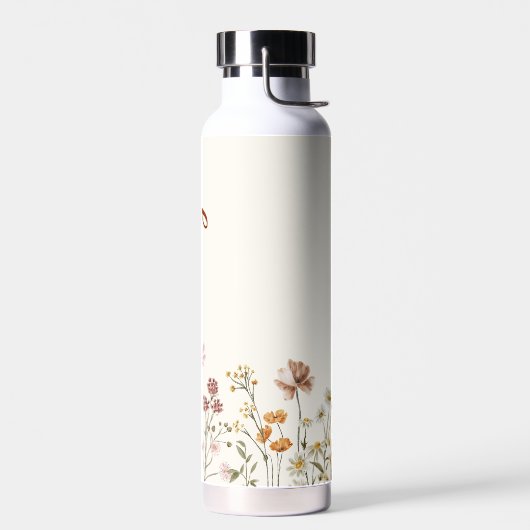 Terracotta Waterverf Wildflower Garden Monogram Waterfles (Links)