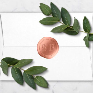Terracotta Wax Seal Wedding Monogram Sticker