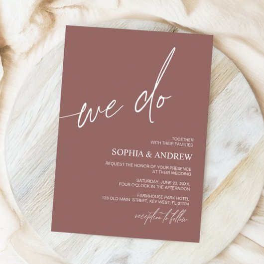 Terracotta We Do Minimalist Wedding Invitation