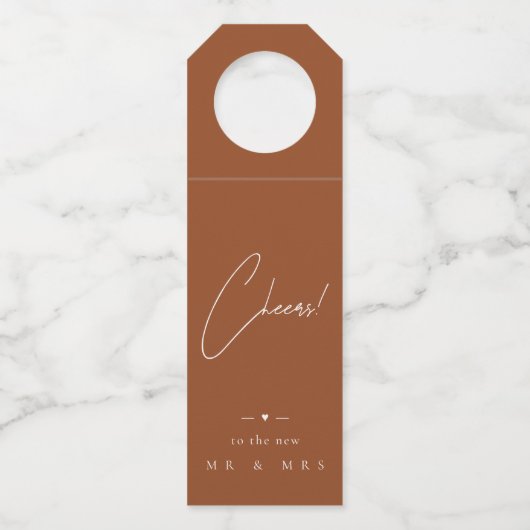 Terracotta Wedding Cheers to the New MR & MRS Bott Flessenhanger (Voorkant)