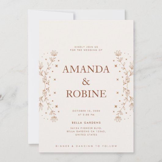 Terracotta Wedding Invitation Kaart (Achterkant)