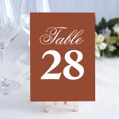 Terracotta Wedding Script Table Number Sign Kaart