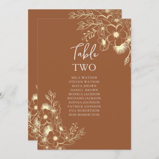 Terracotta Wedding Table Seating Chart (Voorkant / Achterkant)